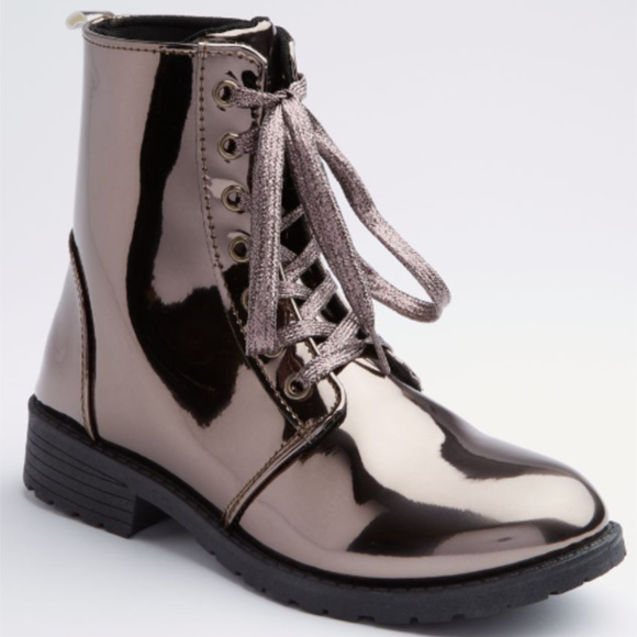 metallic combat boots